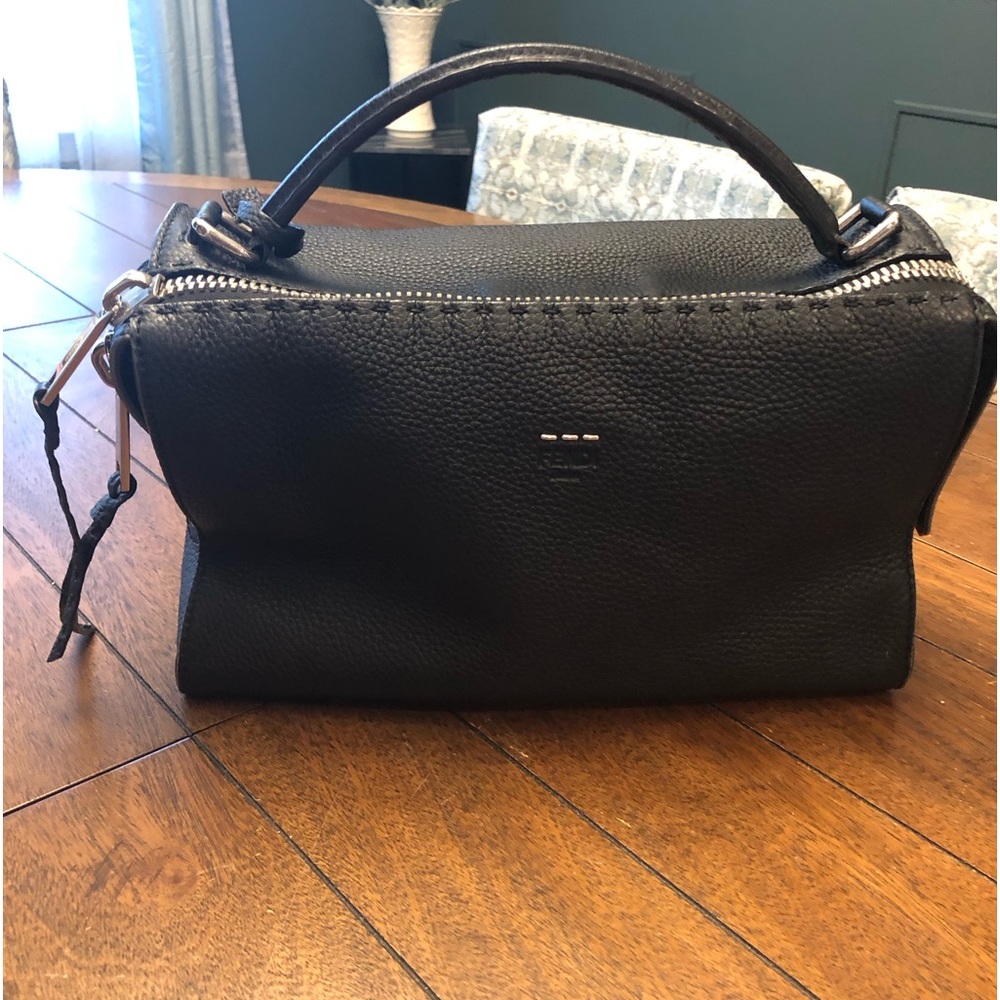 Black Fendi Roman Sellaria Lei Boston Tote